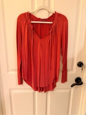 Young Fabulous & Broke Women's Rust Long-Sleeve V-Neck Peasant Top